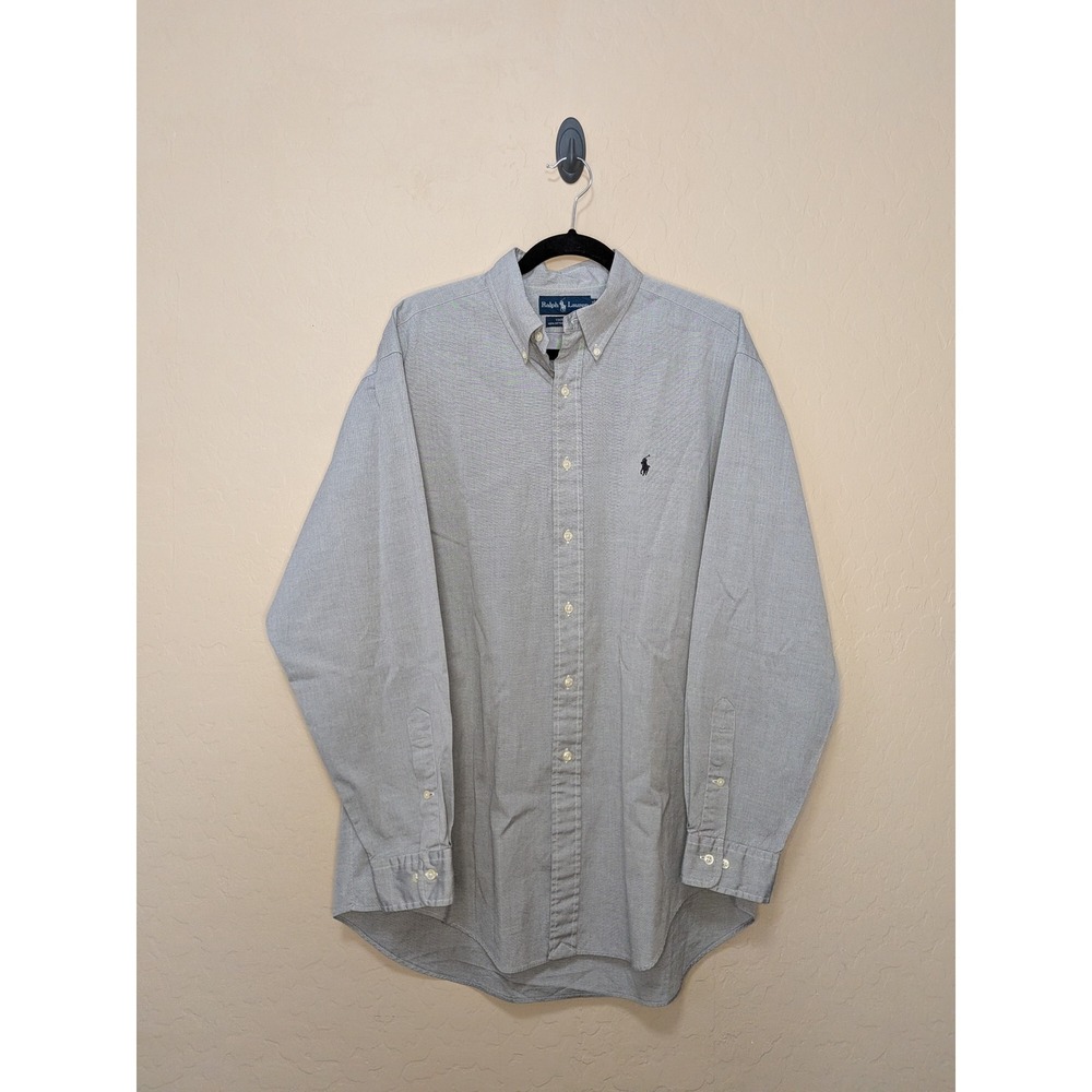 Ralph Lauren Yarmouth Mens 16.5 34/35 Grey Pinpoint Oxford Button Down Shirt